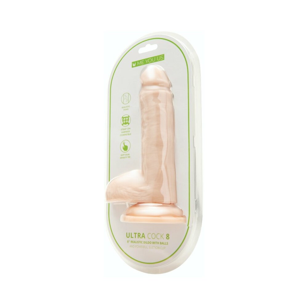 ME YOU US - ULTRA COCK 20 CM. DILDO REALISTA DE DENSIDADE DUPLA COM BOLAS BAUNILHA
