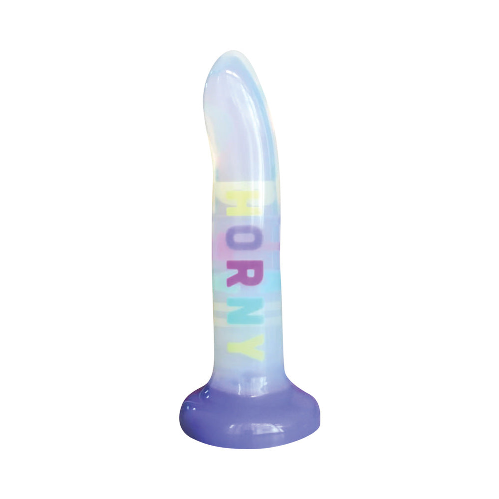 HOTT PRODUCTS - COTTON CANDY DIRTY TALK HORNY BITCH 8 IN. SILICONE DILDO