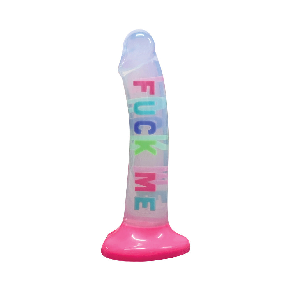 HOTT PRODUCTS - COTTON CANDY DIRTY TALK FUCK ME 8 IN. SILICONE DILDO