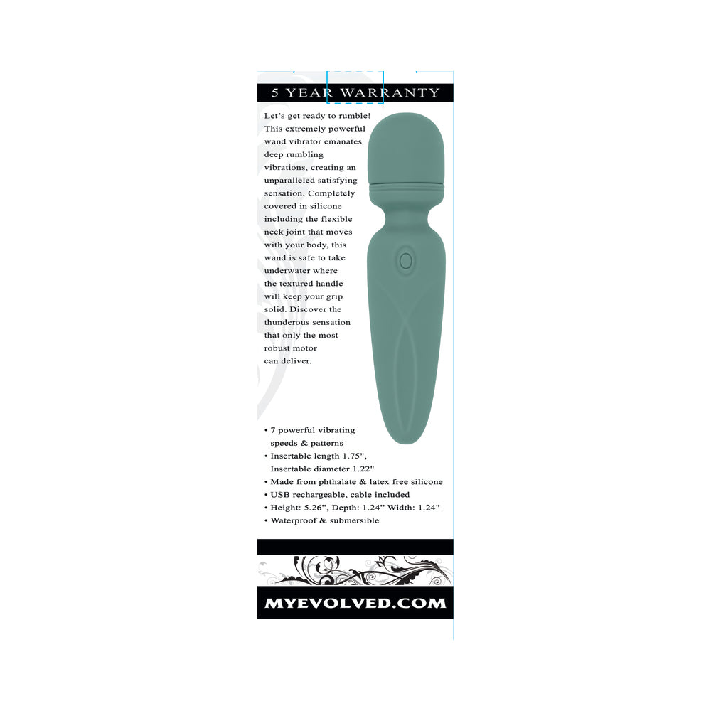 EVOLVED - RUMBLE WAND MINI VIBRADOR RECARREGÁVEL DE SILICONE VERDE