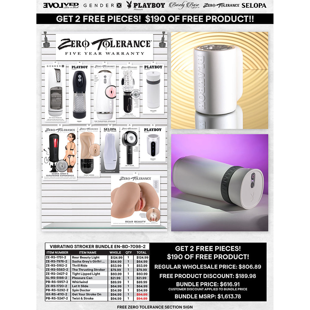 EVOLVED,ZERO TOLERANCE,PLAYBOY,GENDER X,SELOPA - VIBRATING STROKER BUNDLE