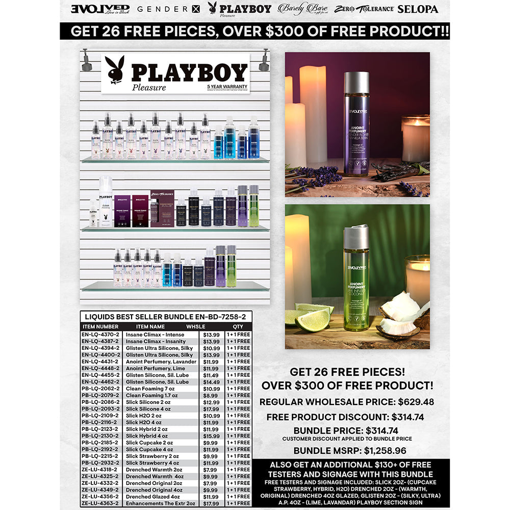 EVOLVED,ZERO TOLERANCE,PLAYBOY,GENDER X - ZERO TOLERANCE/PLAYBOY/EVOLVED BEST SELLING LIQUIDS BUNDLE