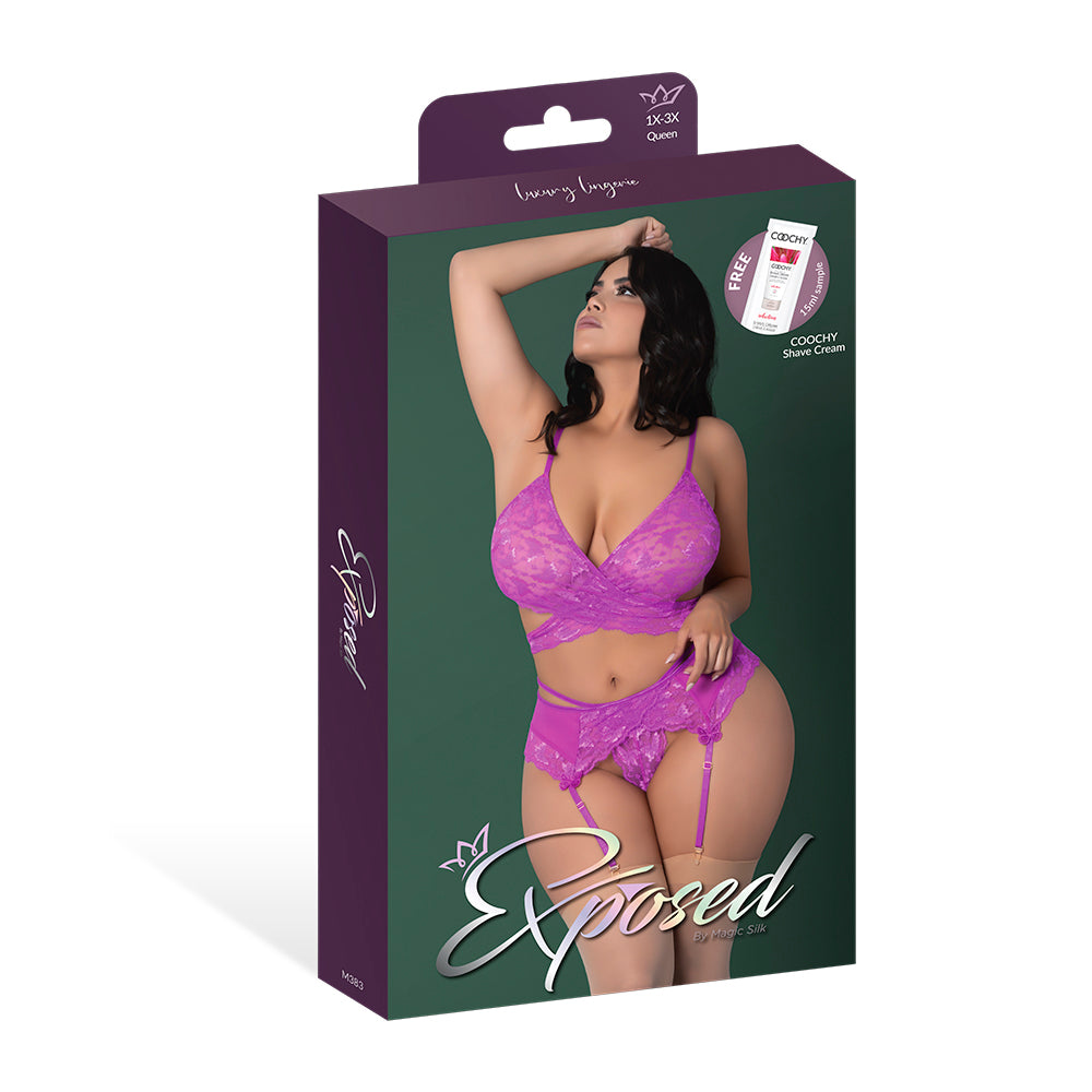 MAGIC SILK - BUTTERFLY FANTASIES BRA GARTER & THONG SET NEON