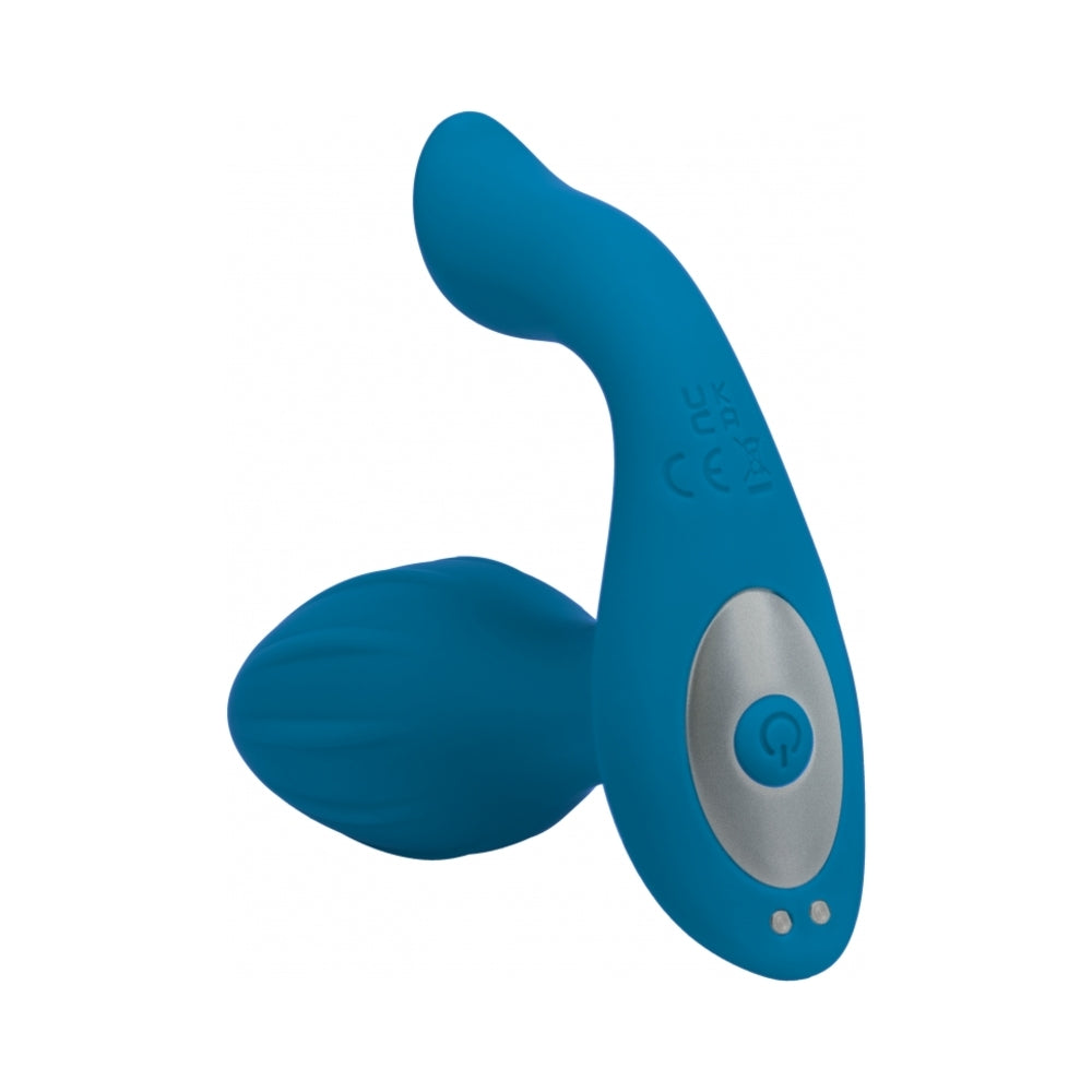 SHOTS - LEVELZ VIBRATING & ROTATING SILICONE ANAL PLUG WITH BALL STIMULATOR TEAL
