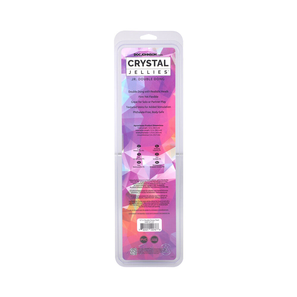DOC JOHNSON - CRYSTAL JELLIES 12 IN. JR. DOUBLE DONG TEAL