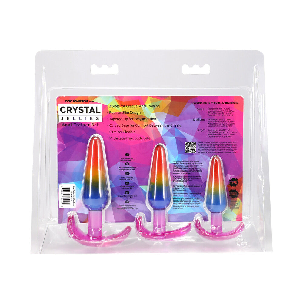 DOC JOHNSON - CRYSTAL JELLIES ANAL TRAINER SET S/M/L RAINBOW