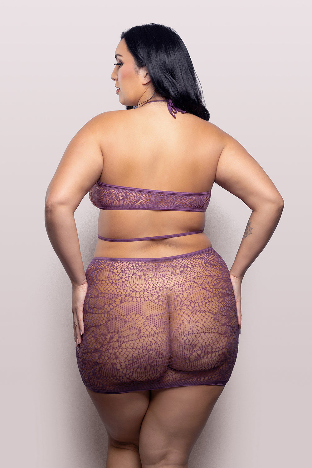 FANTASY LINGERIE - VIXEN FOCUS ON ME CUT-OUT HALTER DRESS WISTERIA