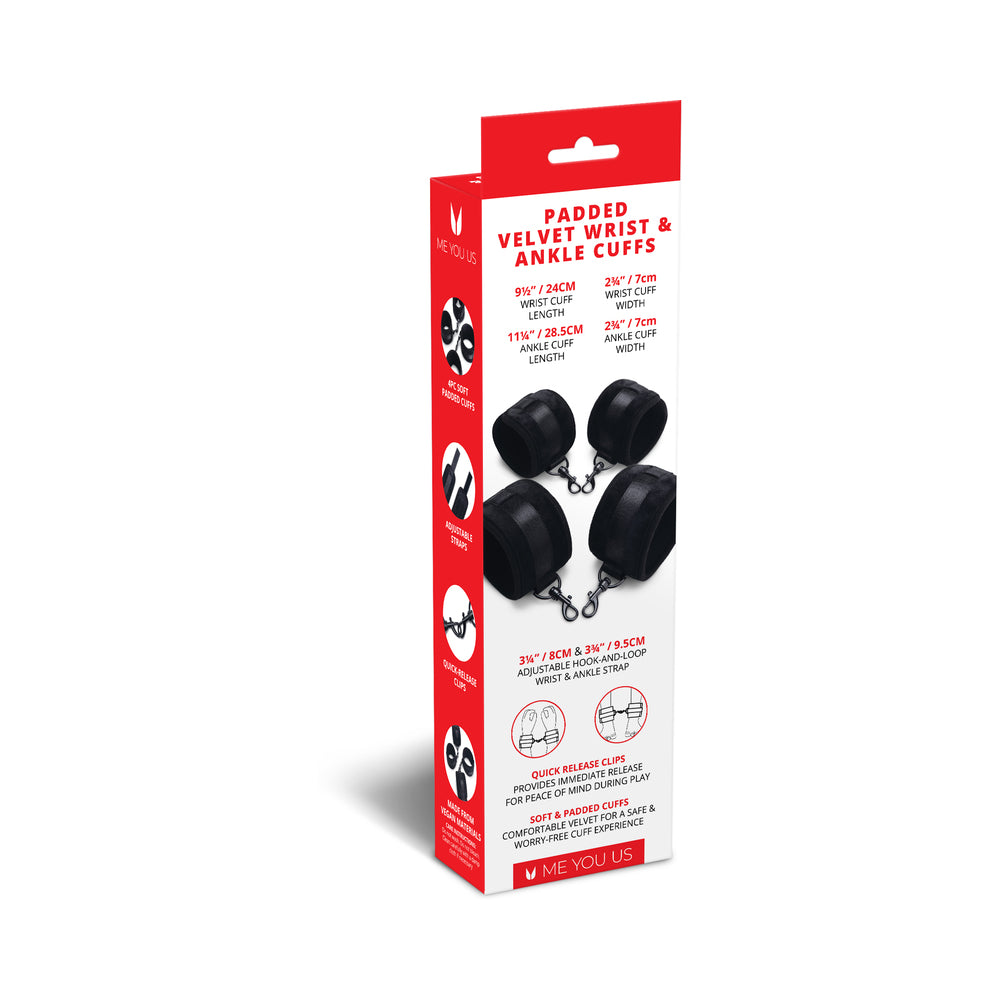 ME YOU US - CONJUNTO DE ARGOLAS DE VELUDO ACOLCHOADAS PARA PULSOS E TORNOZELOS