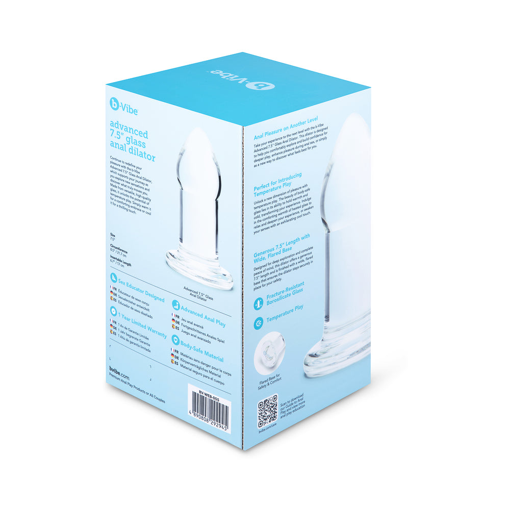 B-VIBE - DILATADOR ANAL EM VIDRO AVANÇADO DE 7,5 POL.