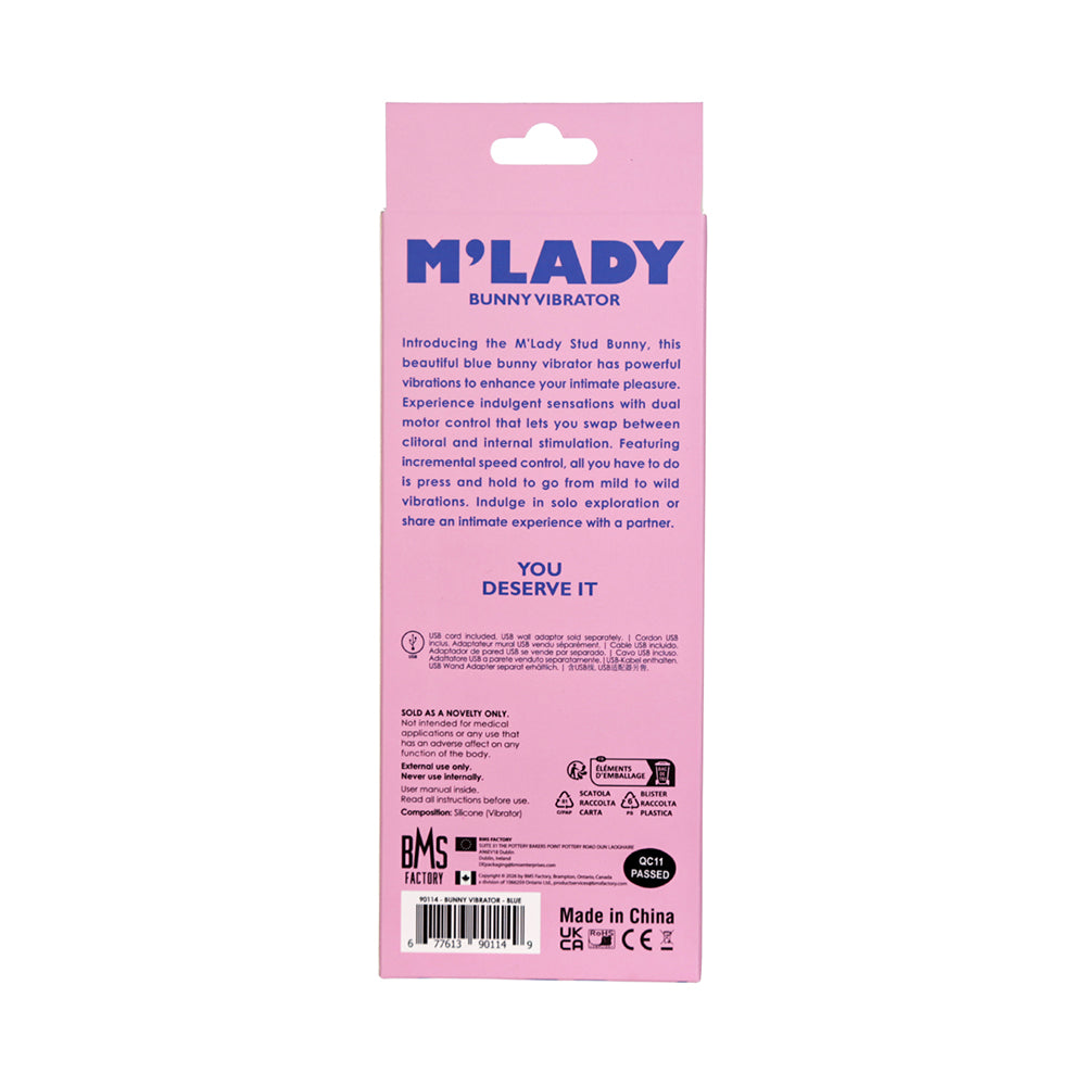 BMS - M'LADY BUNNY VIBRATOR 6 IN. BLUE