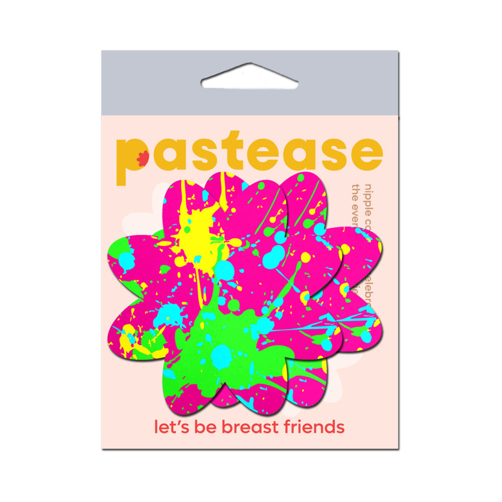 PASTEASE - COBRE-MAMILOS EM PÉTALAS COM EFEITO DE SALPICADO DE TINTA GRAFITI ROSA NEON