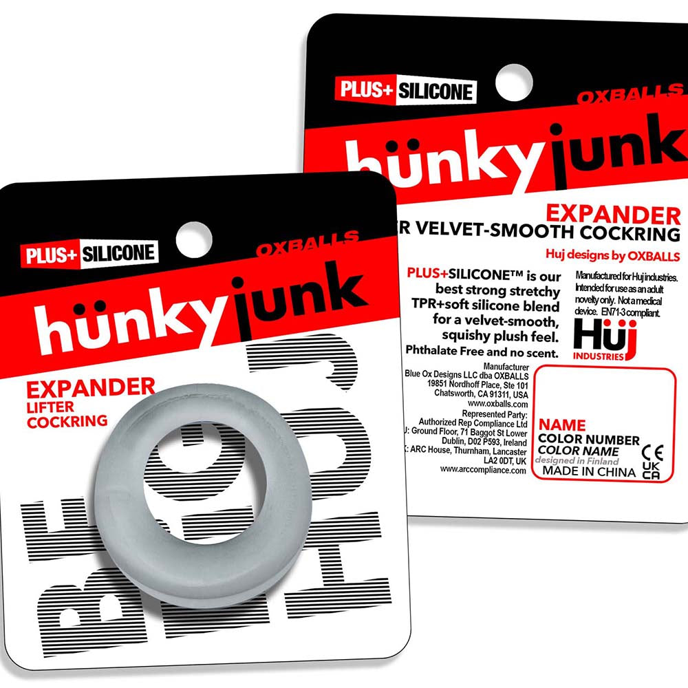 OXBALLS - HUNKYJUNK SLIMMER SCOOP-STYLE COCK RING, CLEAR STEAM