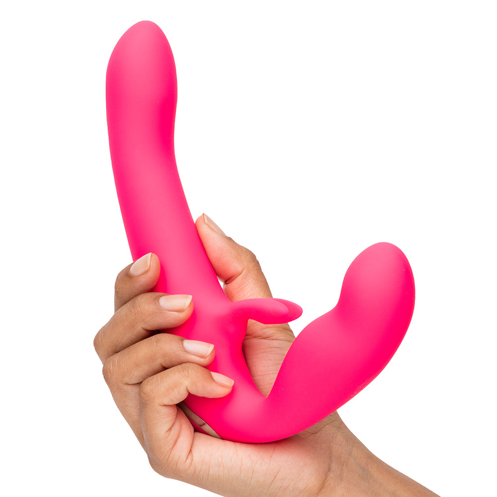 HAPPY RABBIT - VIBRATING STRAPLESS STRAP-ON PINK