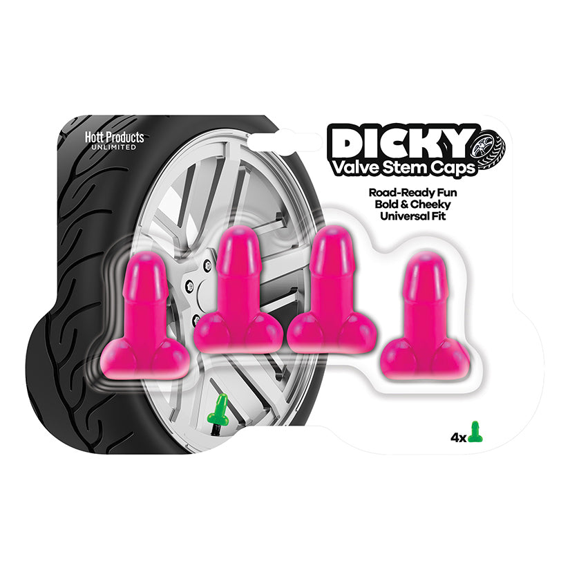 HOTT PRODUCTS - PINK PHALLIC VALVE STEM CAPS 4-PACK