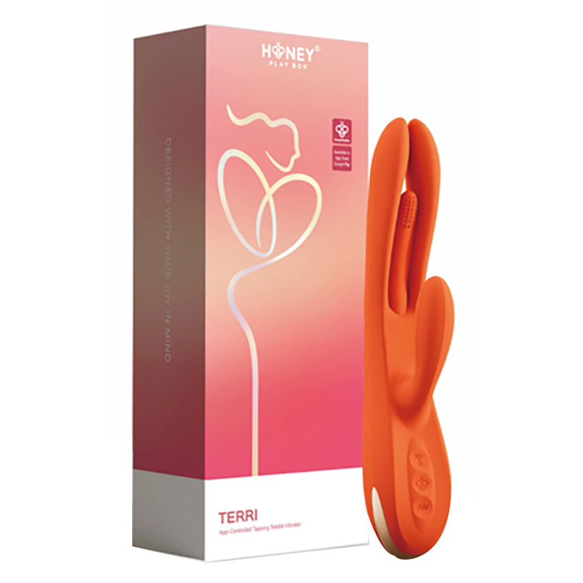 HONEY PLAY BOX - COELHO VIBRADOR COM FUNÇÃO TAPPING CONTROLADO PELA APP TERRI LARANJA