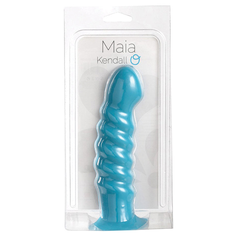 MAIA TOYS - MAIA KENDALL SILICONE SWIRL DONG NEON BLUE 8 IN.