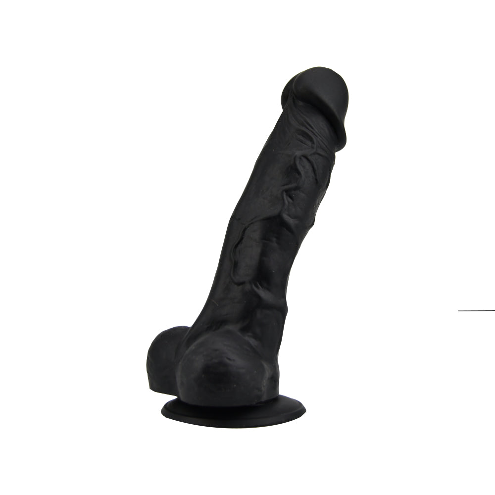 LOVING JOY - 7 INCH REALISTIC SILICONE DILDO WITH SUCTION CUP AND BALLS BLACK