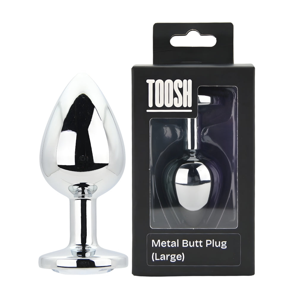 TOOSH - SILVER METAL BUTT PLUG LARGE CLEAR STONE