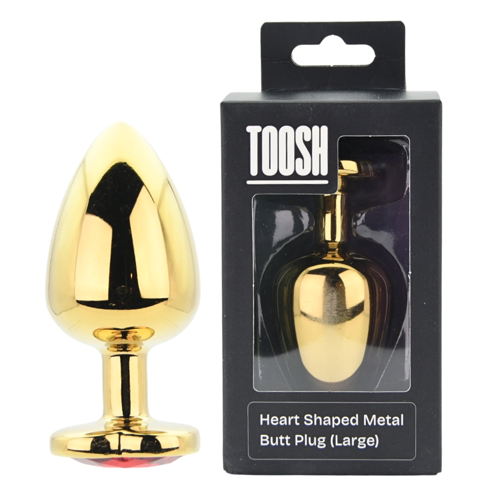 TOOSH - HEART SHAPED GOLD BUTT PLUG WITH RED STONE LARGE