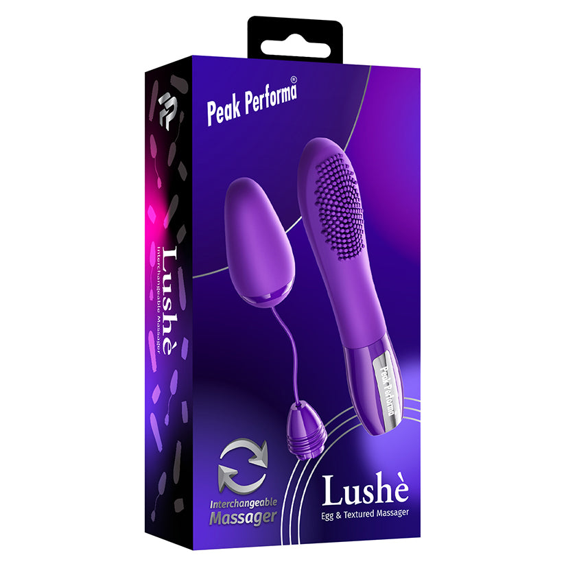PEAK PERFORMA - MASSAJADOR LUSHE EGG COM TEXTURAS INTERMUTÁVEIS ROXO