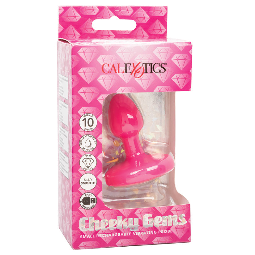 CALEXOTICS - CHEEKY GEMS RECHARGEABLE VIBRATING PROBE PINK SMALL