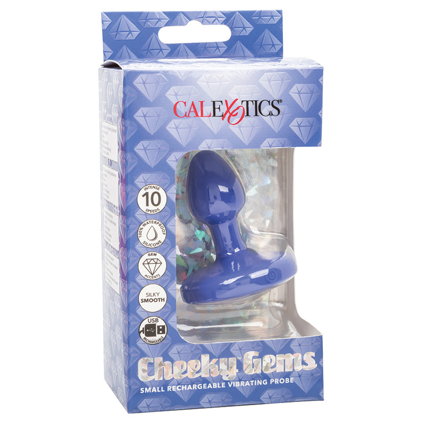 CALEXOTICS - CHEEKY GEMS RECHARGEABLE VIBRATING PROBE BLUE SMALL