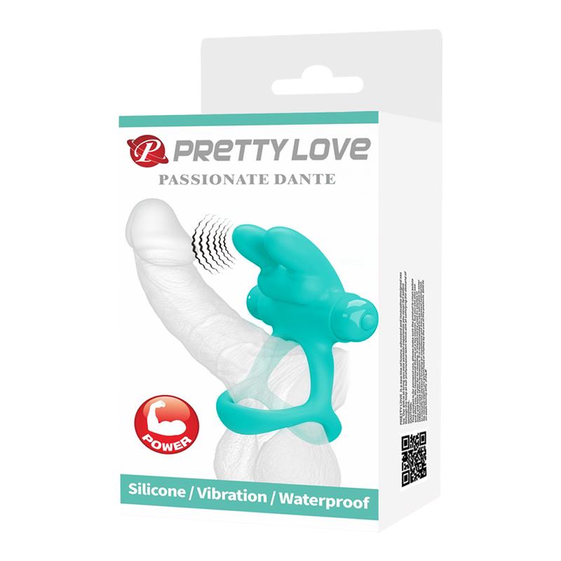 PRETTYLOVE - ANILLO PARA EL PENE CON VIBRACIÓN PASSIONATE DANTE VERDE