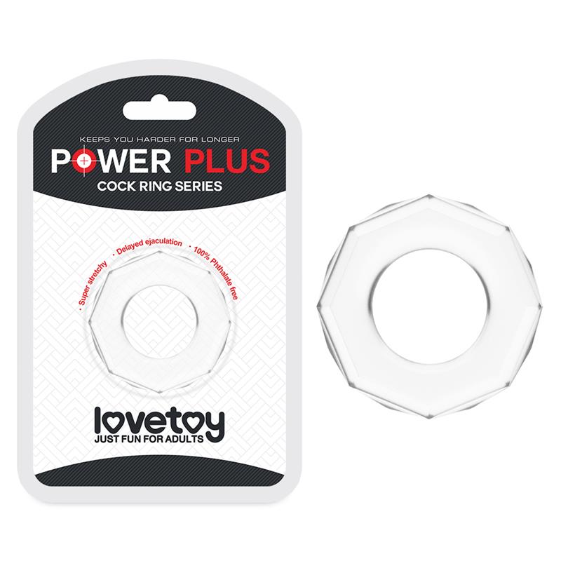 LOVETOY - ANILLO PARA EL PENE POWER PLUS TRANSPARENTE