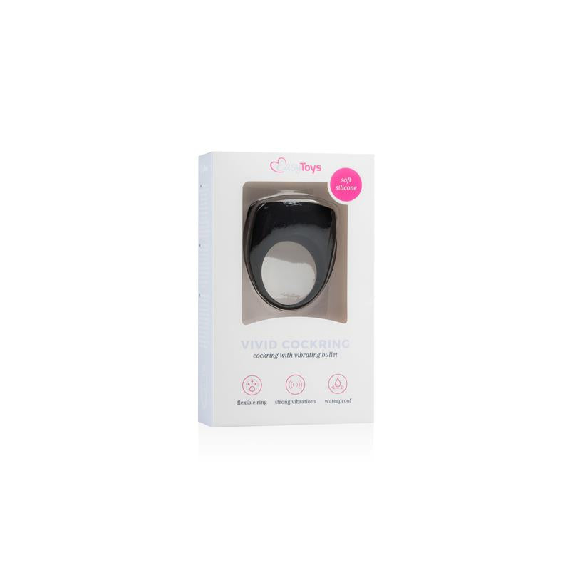 EASYTOYS - ANILLO PARA PENE CON VIBRACIÓN SILICONA - NEGRO