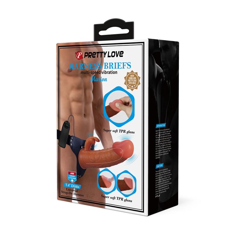 PRETTYLOVE - ARNÉS CON DILDO HUECO Y VIBRACIÓN 7.4 MAVION