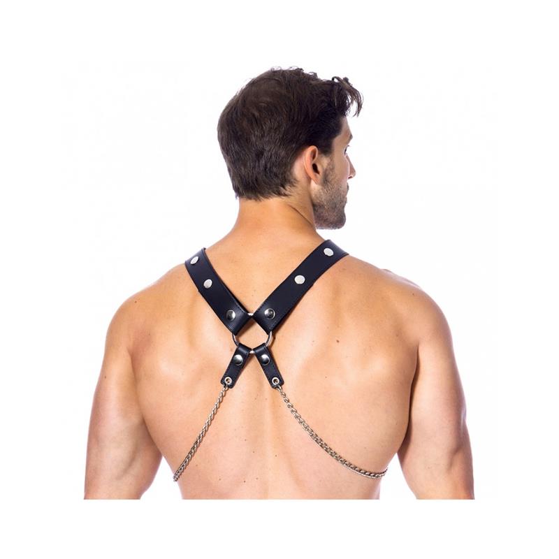 BONDAGE PLAY - ARNÉS DE CUERO CON CADENAS