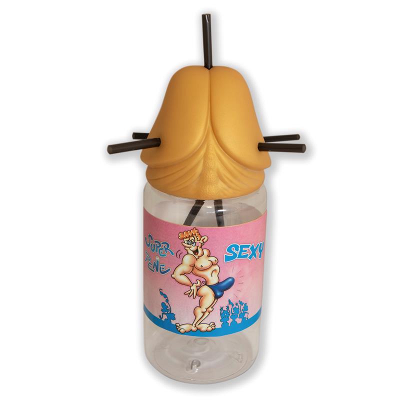 DIVERTY SEX - BIBERÓN EN FORMA DE PENE CON 5 PAJITAS GOLD EDITION