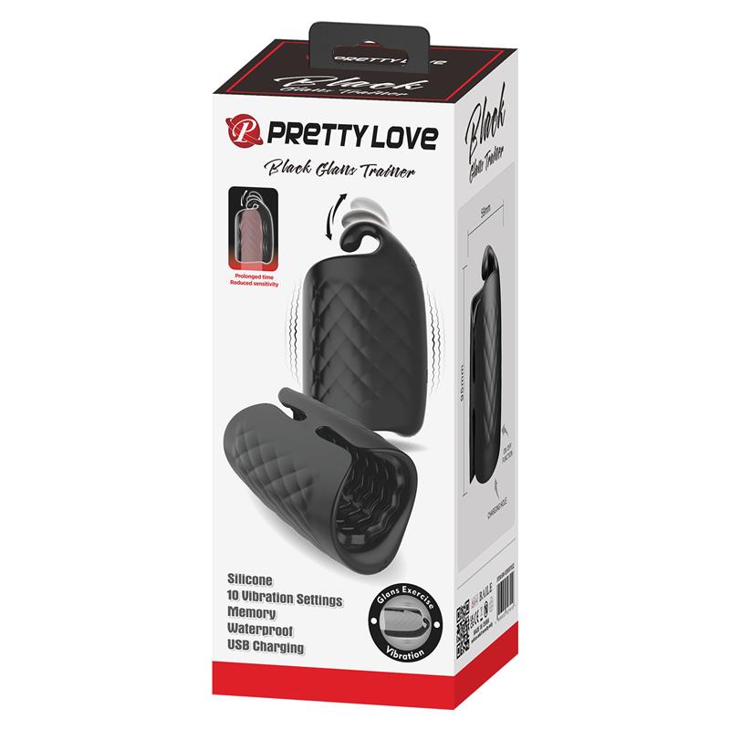 PRETTYLOVE - BLACK GLANS TRAINER MASTURBADOR MANUAL CON VIBRACIÓN