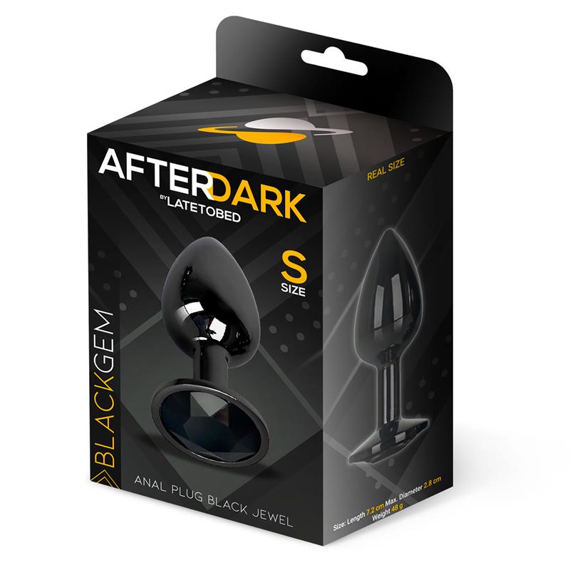 AFTERDARK - BLACKGEM PLUG ANAL METÁLICO CON JOYA TALLA S NEGRO