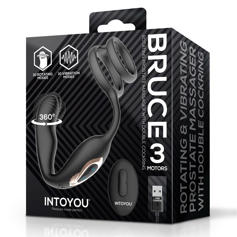INTOYOU - BRUCE MASAJEADOR PROSTÁTICO 360º Y DOBLE ANILLO CON VIBRACIÓN