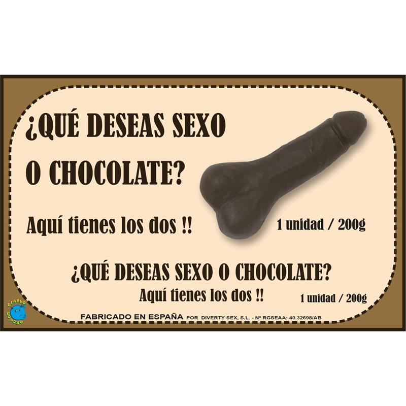DIVERTY SEX - CHOCOLATINA CHOCOLATE PURO FORMA DE PENE 200 GR