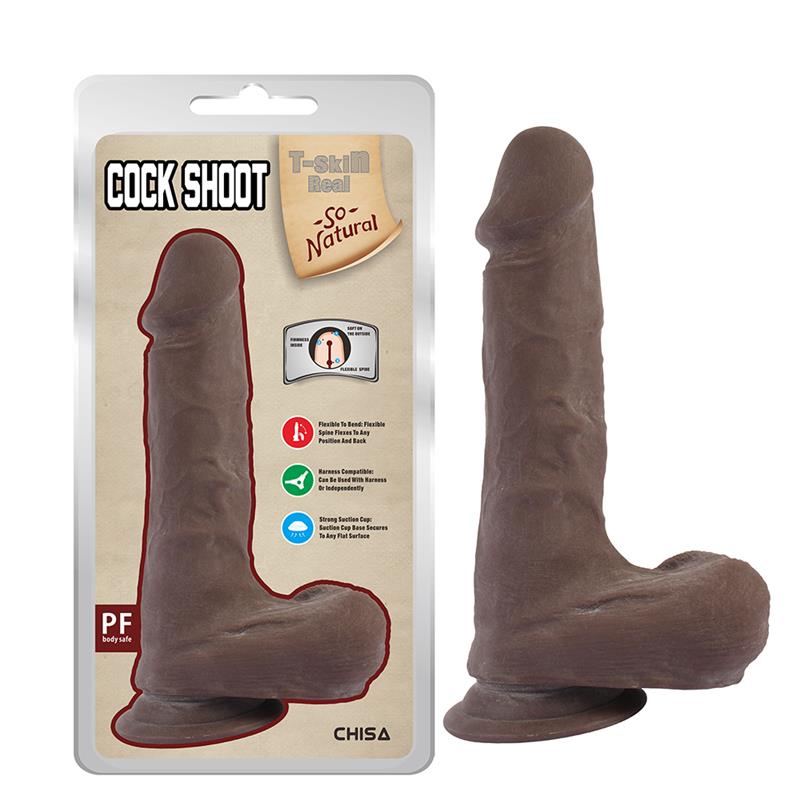 CHISA - COCK SHOOT DILDO DUAL DENSITY MARRÓN 20CM
