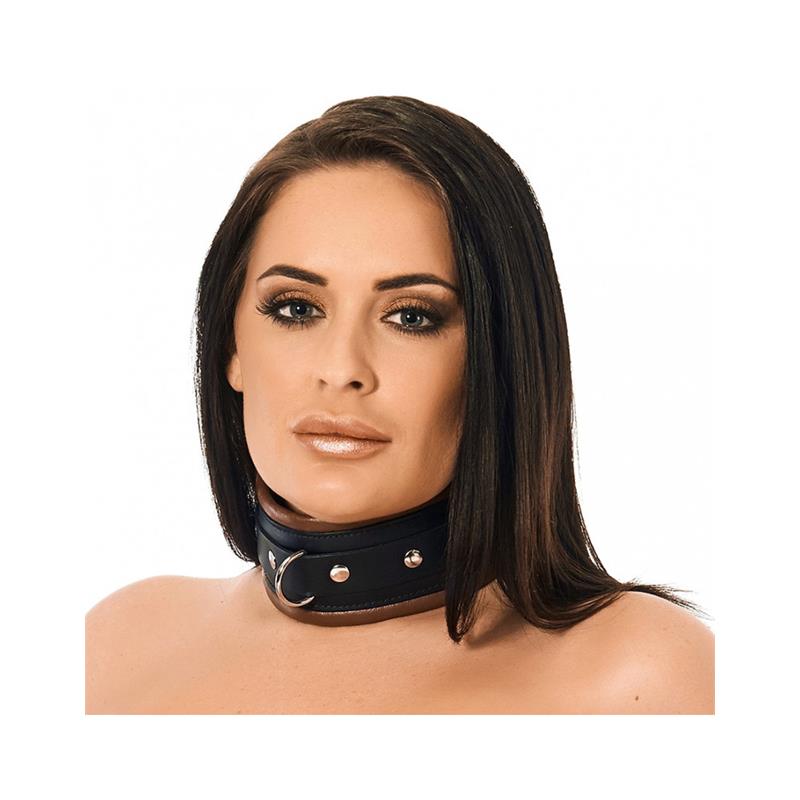 BONDAGE PLAY - COLLAR ANCHO CUERO Y MARRÓN