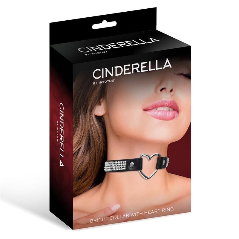 CINDERELLA - COLLAR CON CORAZÓN Y PEDRERÍA ESTILO CHOKER CUERO VEGANO TALLA ÚNICA