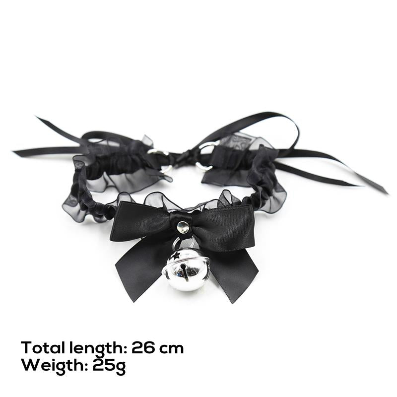 LATETOBED BDSM LINE - COLLAR CON LAZO, CASCABEL Y ENCAJE