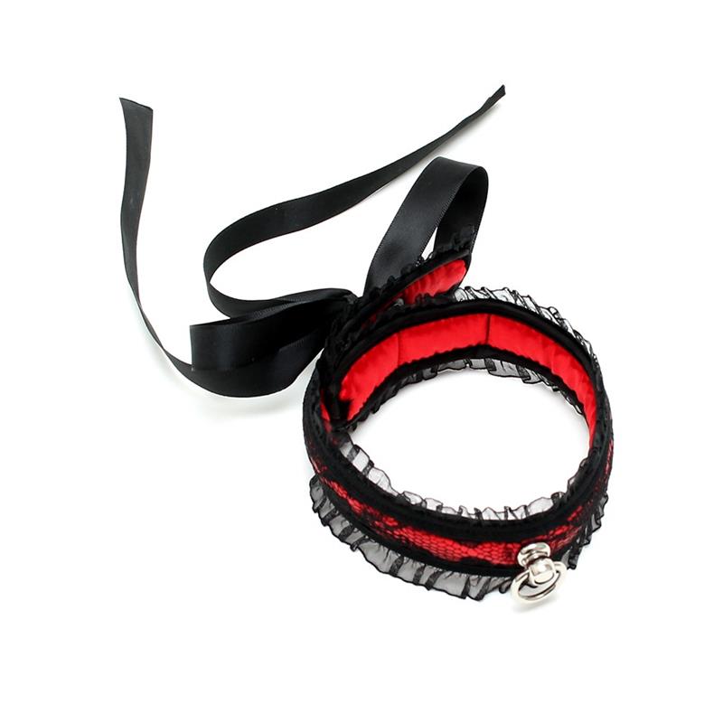 BONDAGE PLAY - COLLAR DE SATEN ROJO