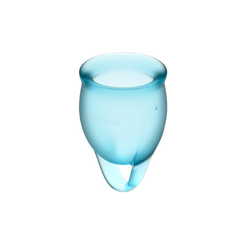 SATISFYER - COPAS MENSTRUALES FEEL CONFIDENT LIGHT BLUE PACK DE 2