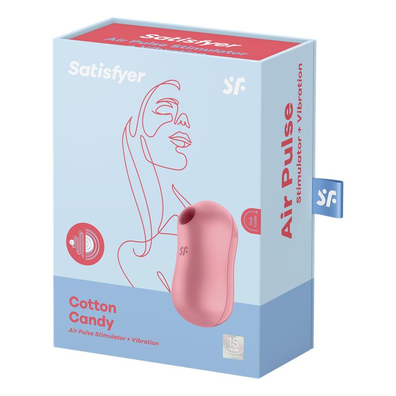 SATISFYER - COTTON CANDY SUCCIONADOR DE CLÍTORIS Y VIBRADOR LIGHT RED