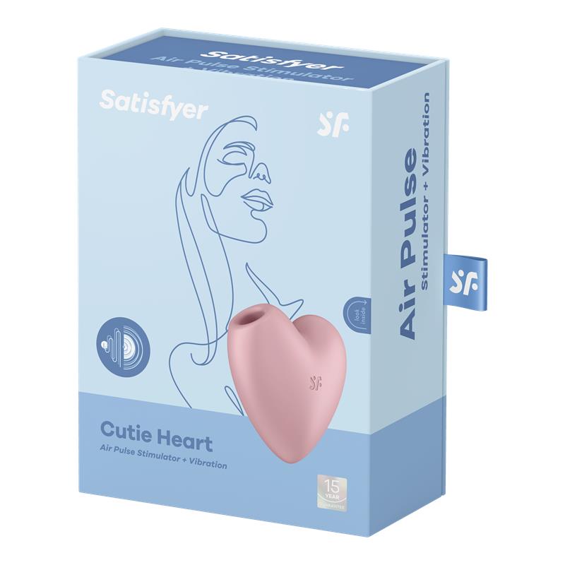 SATISFYER - CUTIE HEART SUCCIONADOR DE CLÍTORIS Y VIBRACIÓN ROSA