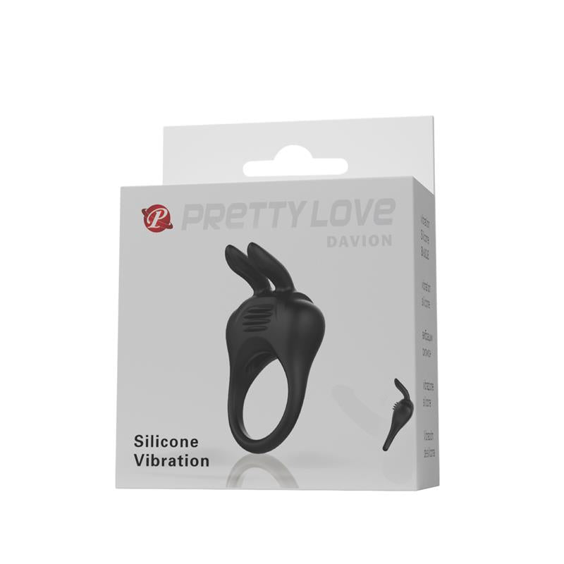 PRETTYLOVE - DAVION ANILLO PARA EL PENE CON VIBRACIÓN Y CONEJITO