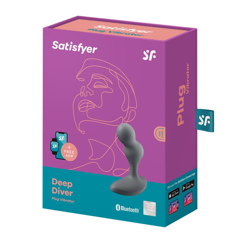 SATISFYER - DEEP DIVER PLUG VIBRADOR APP GRIS