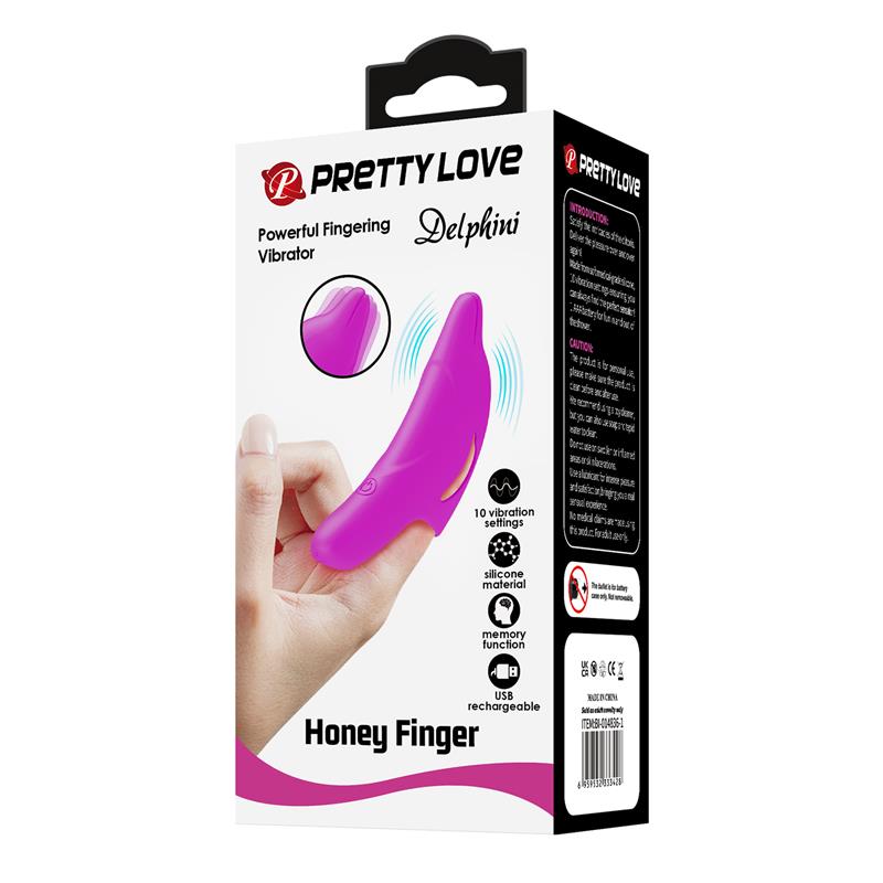 PRETTYLOVE - DELPHINI ESTIMULADOR DE DEDO CON VIBRACIÓN