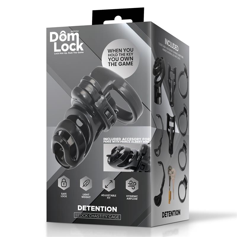 DOMLOCK - DETENTION JAULA PARA EL PENE CON ACCESORIO PARA PRINCE ALBERT