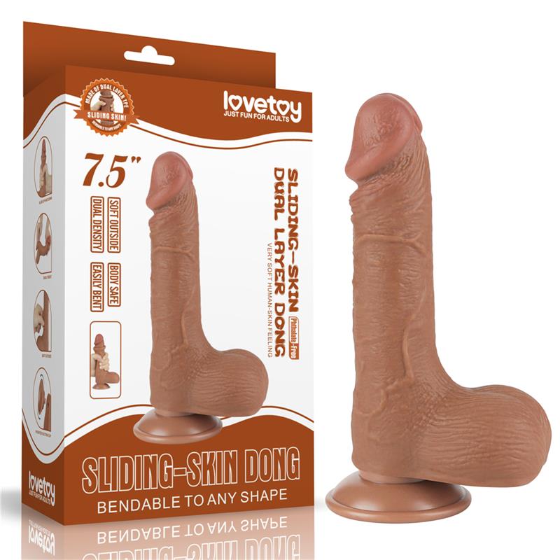 LOVETOY - DILDO CON PIEL RETRACTIL 7.5 BRONCEADO