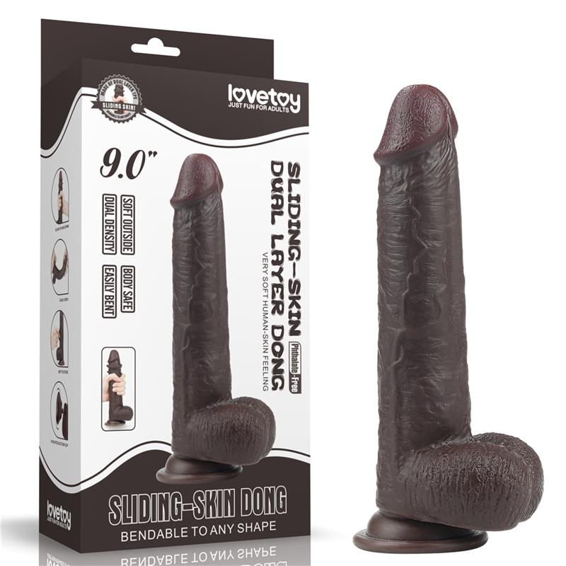 LOVETOY - DILDO CON PIEL RETRACTIL 9 NEGRO